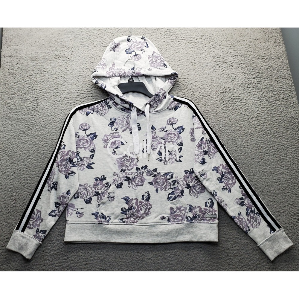 Calvin Klein Performance Hoodie Womens XS Multi Floral Kangaroo Pockets Athletic